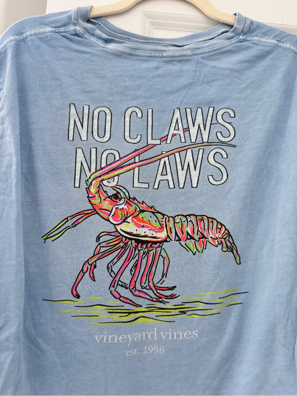 Vineyard Vines Light Blue Long-Sleeve "No Claws No Laws" Tee